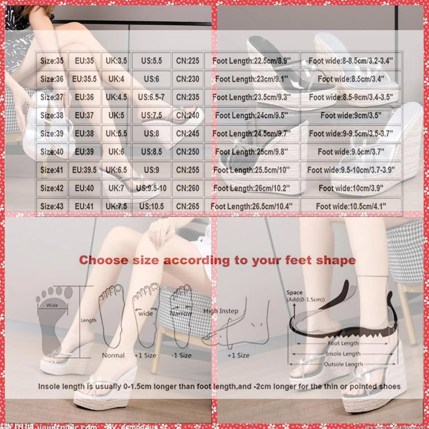 Slip On Espadrilles Wedge Platform Sandals Women’s Clear Strap Espadrille Slide, Boho Summer Beach Mule