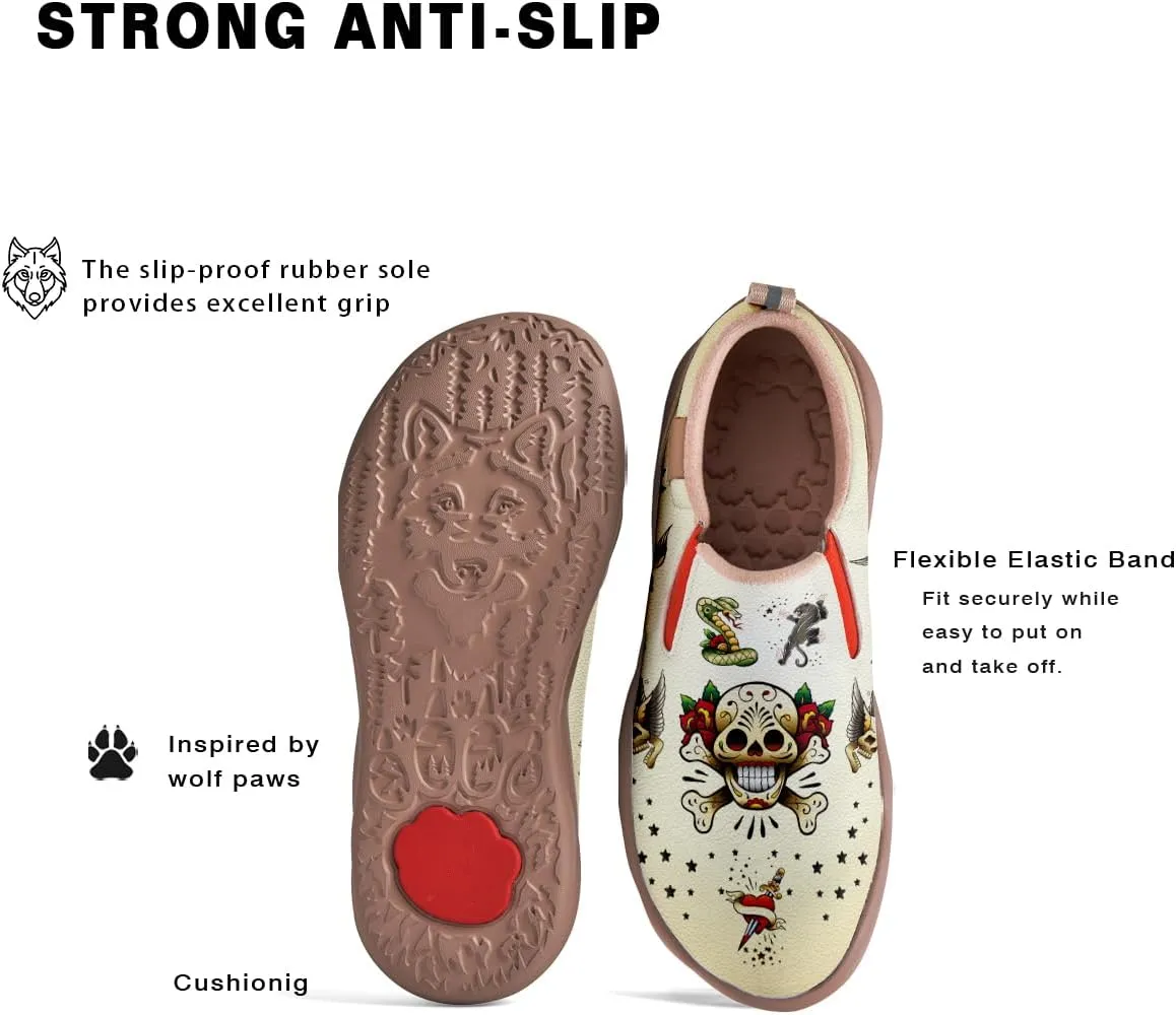 Slip On Loafers for Mens Travel Shoes Walking Comfort Wolf Totem Sole Fashion Sneaker Retro Painted