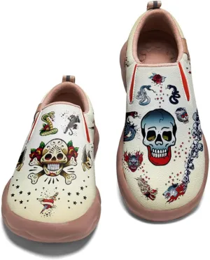 Slip On Loafers for Mens Travel Shoes Walking Comfort Wolf Totem Sole Fashion Sneaker Retro Painted