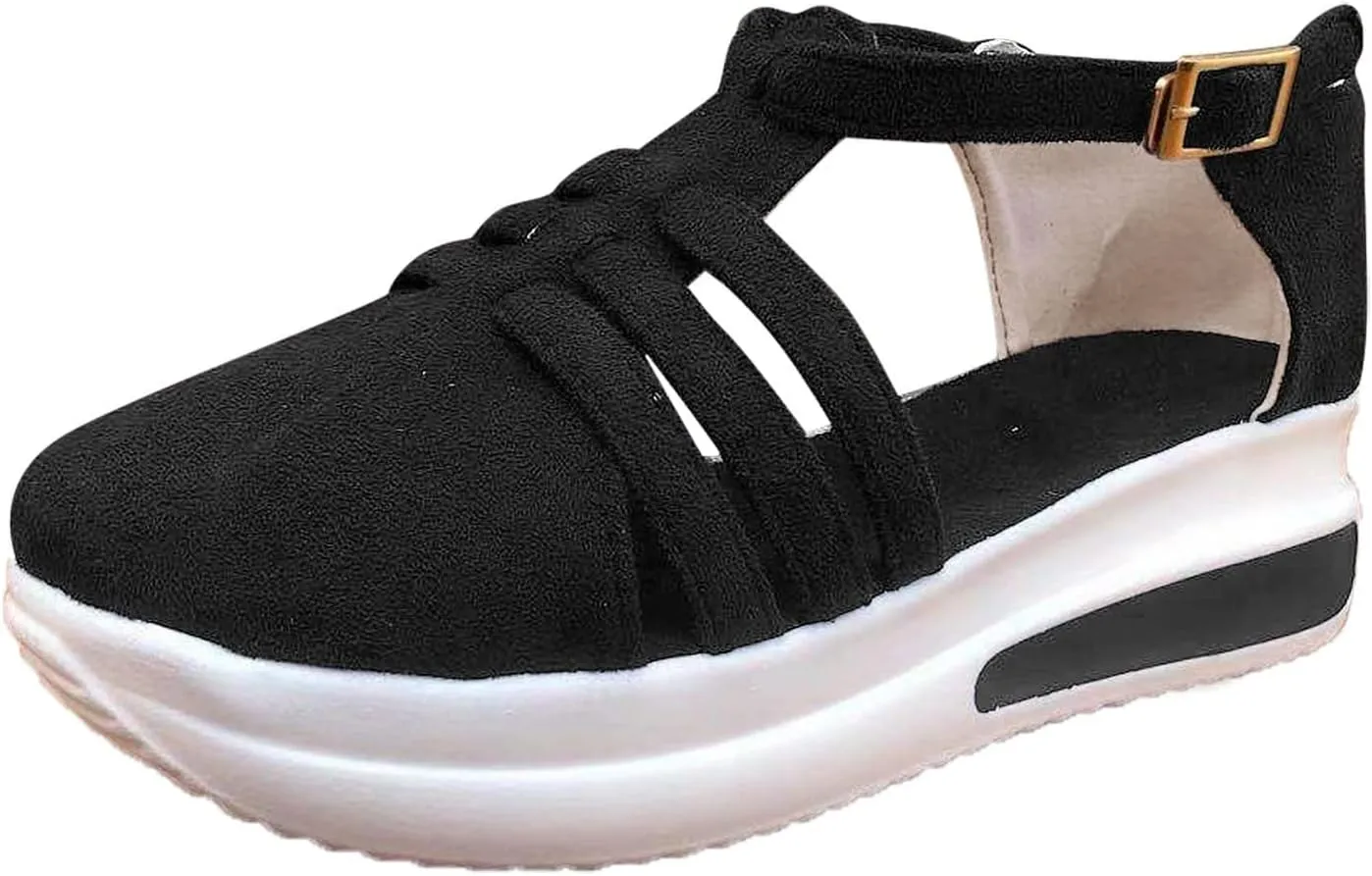 Sneakers Sandals for Women 2024 Summer Platform Sandals Fashion Casual Walking Sandal Closed Toe Comfort Flat Sneaker