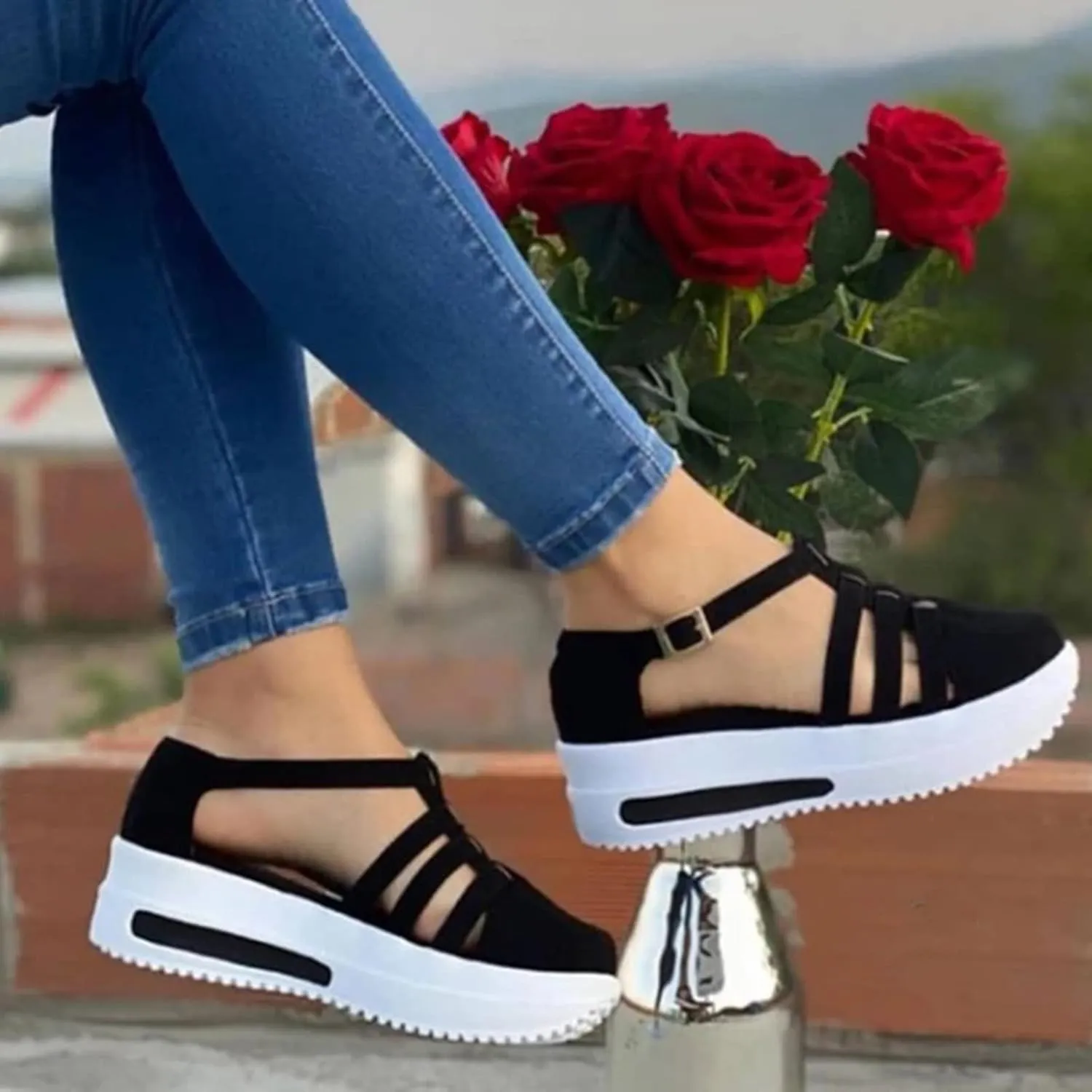 Sneakers Sandals for Women 2024 Summer Platform Sandals Fashion Casual Walking Sandal Closed Toe Comfort Flat Sneaker