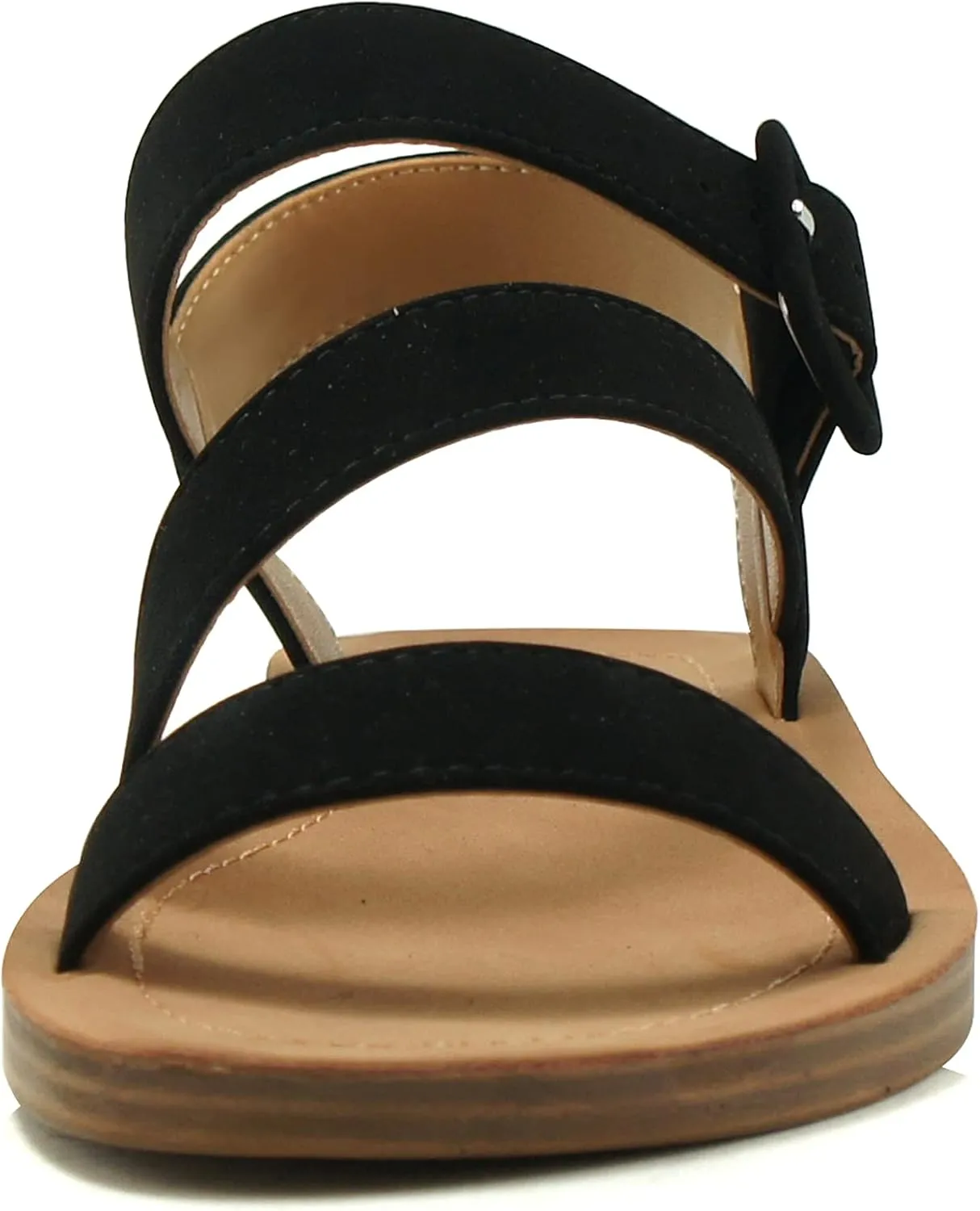 Soda SOCIETY - Cute and trendy fashionable flat strap sandals with side buckle clasp Summer Spring Beach Shoes for Women Girls & Teens