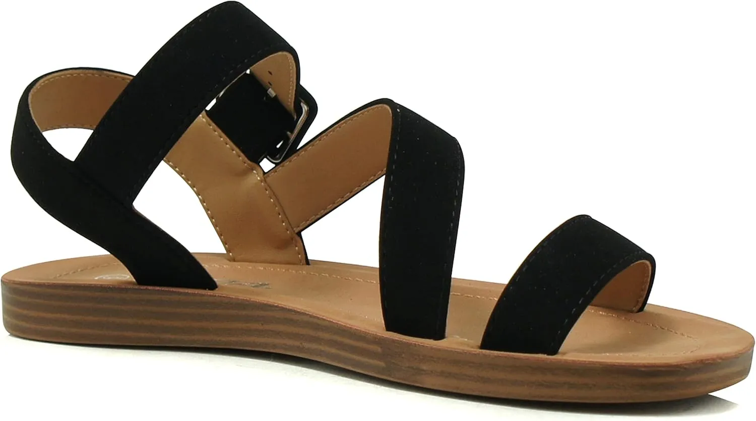 Soda SOCIETY - Cute and trendy fashionable flat strap sandals with side buckle clasp Summer Spring Beach Shoes for Women Girls & Teens