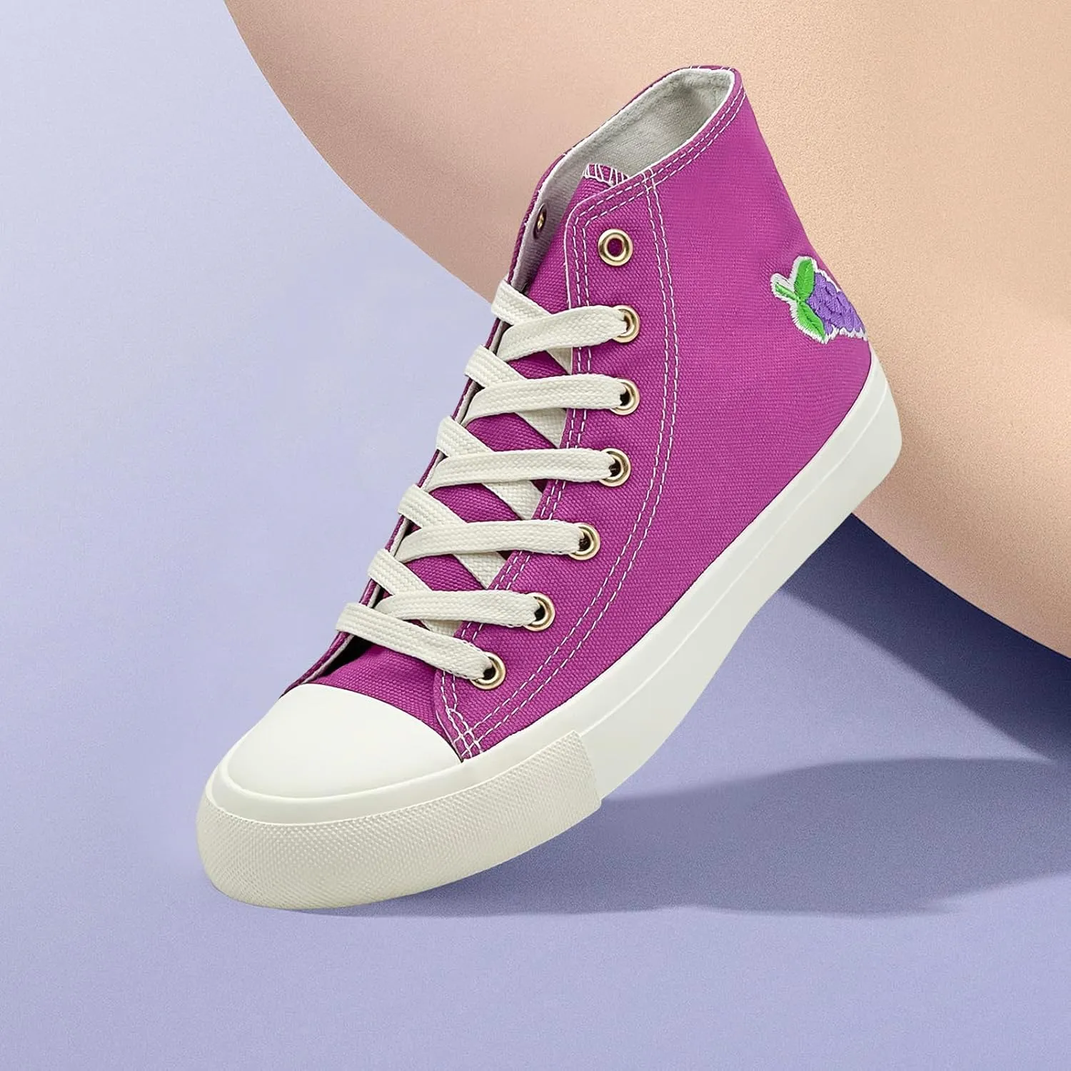 soofylia High Top Canvas Sneakers for Women Classic Lace Up Canvas Shoes Casual Tennis Comfortable Fashion Walking Shoes