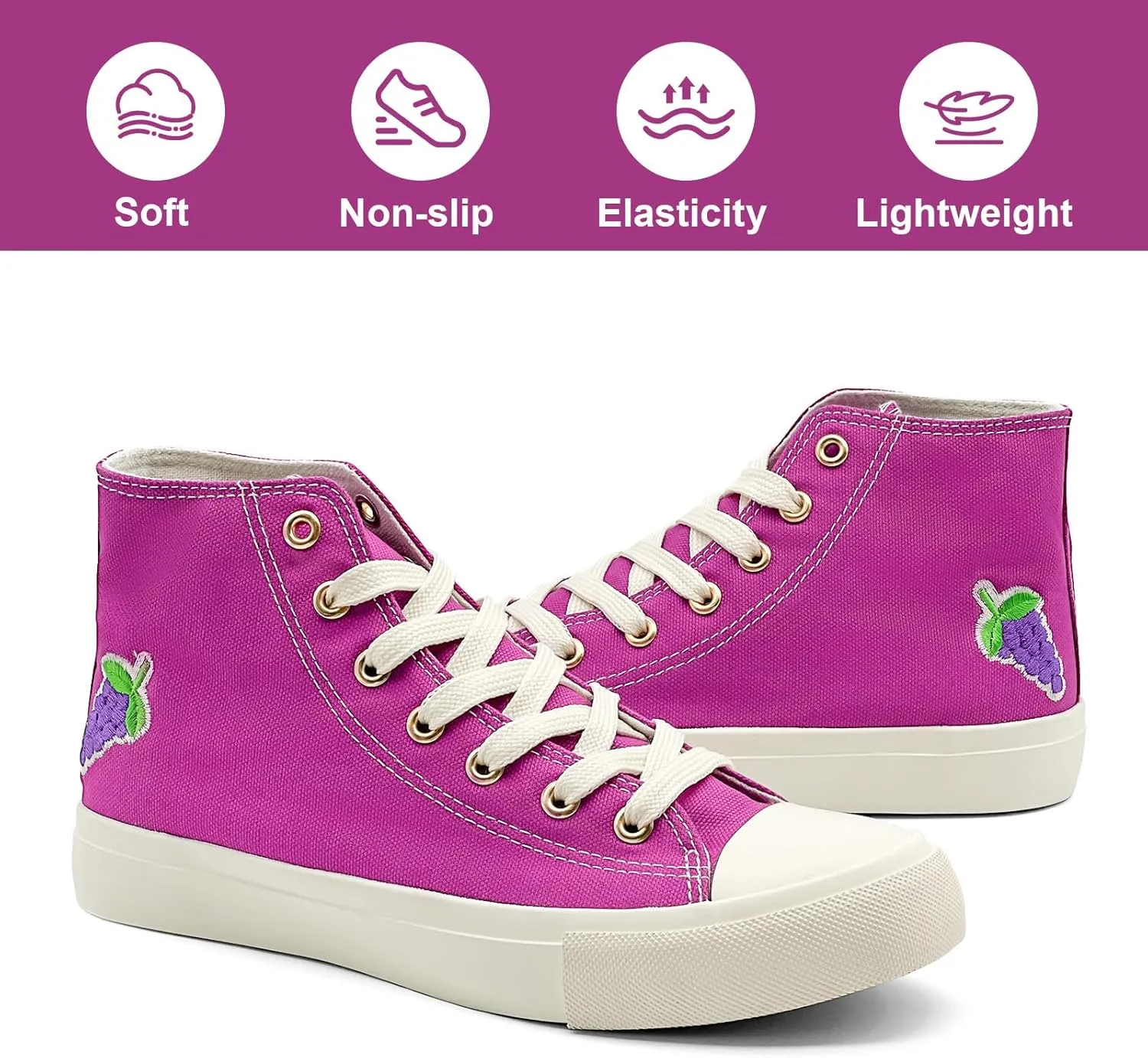soofylia High Top Canvas Sneakers for Women Classic Lace Up Canvas Shoes Casual Tennis Comfortable Fashion Walking Shoes