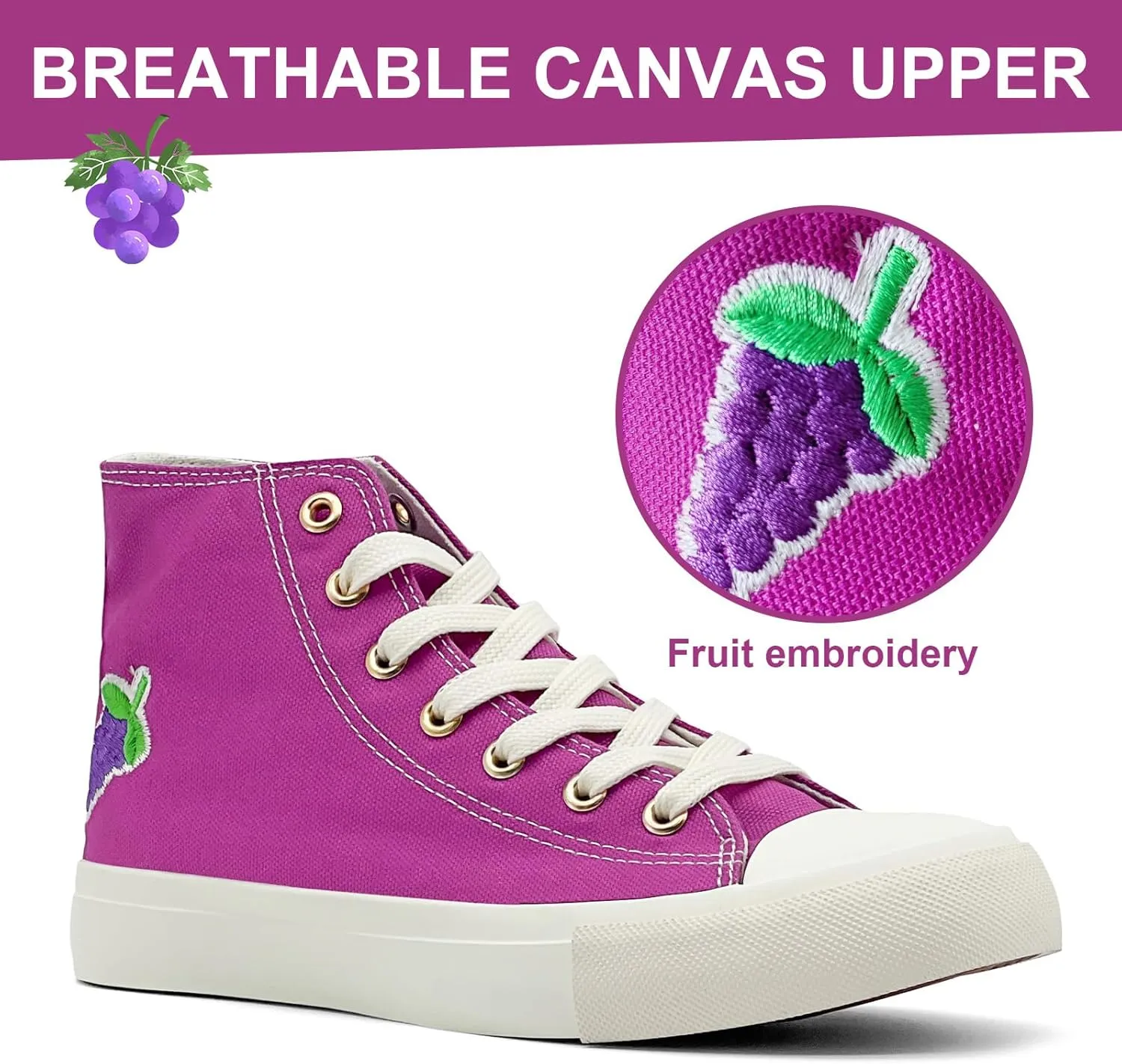 soofylia High Top Canvas Sneakers for Women Classic Lace Up Canvas Shoes Casual Tennis Comfortable Fashion Walking Shoes