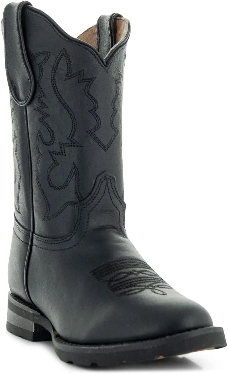 Soto Boots Kid's Round Toe Boots, Geniune Leather Kid's Cowboy Boots, Toddler Western Boots, K4004 (,)