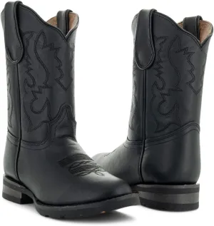 Soto Boots Kid's Round Toe Boots, Geniune Leather Kid's Cowboy Boots, Toddler Western Boots, K4004 (,)