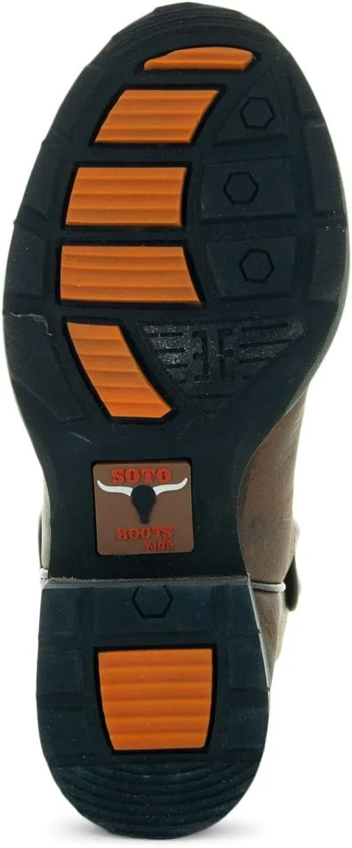 Soto Boots Kid's Round Toe Boots, Geniune Leather Kid's Cowboy Boots, Toddler Western Boots, K4004 (,)