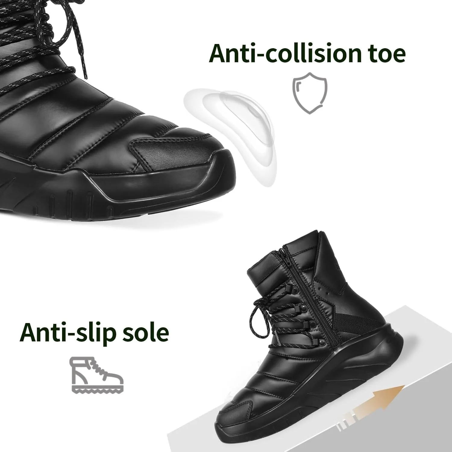 Soulsfeng Men's Women's Waterproof Snow Boots Winter Warm High Top Shoes Anti-Slip Ankle Booties