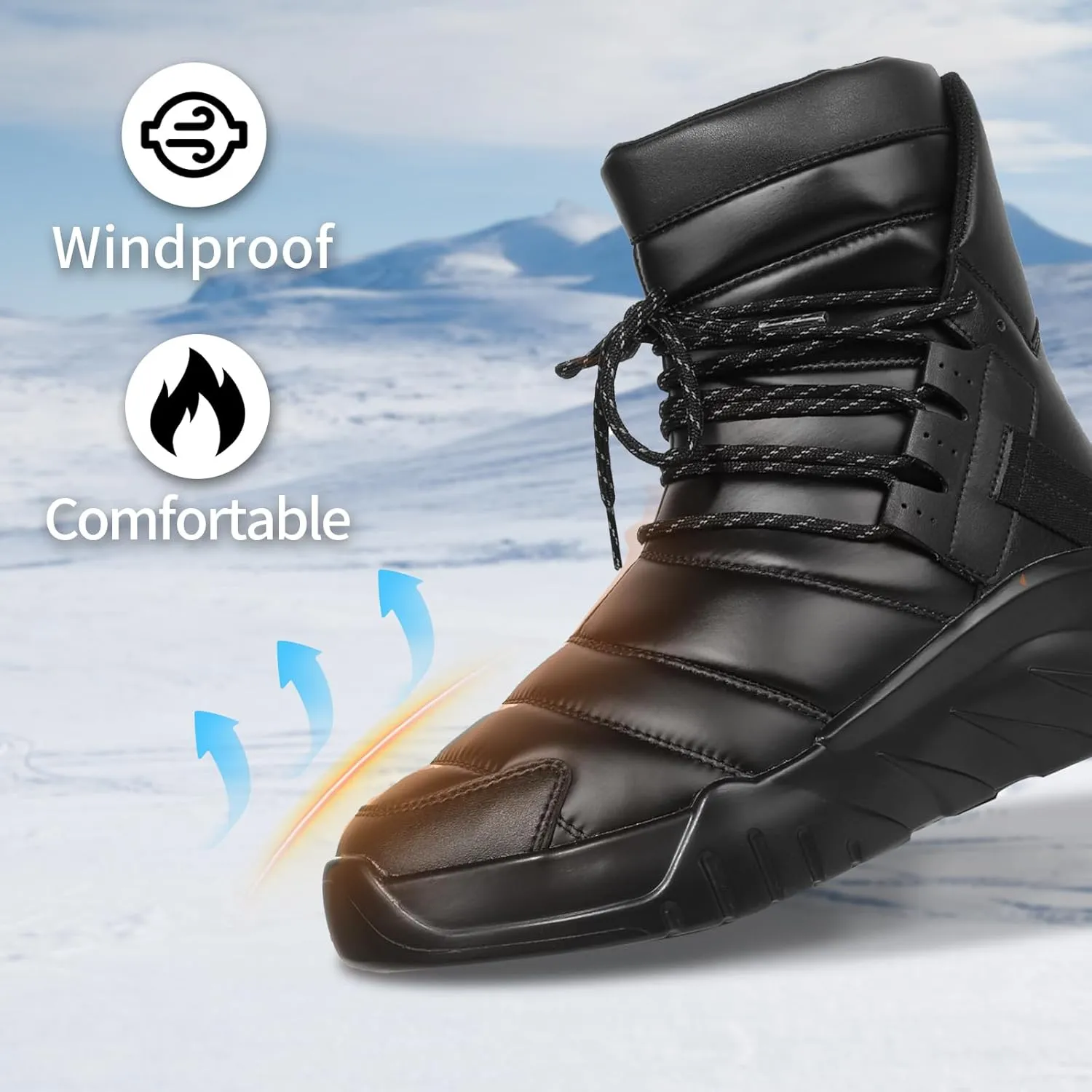 Soulsfeng Men's Women's Waterproof Snow Boots Winter Warm High Top Shoes Anti-Slip Ankle Booties