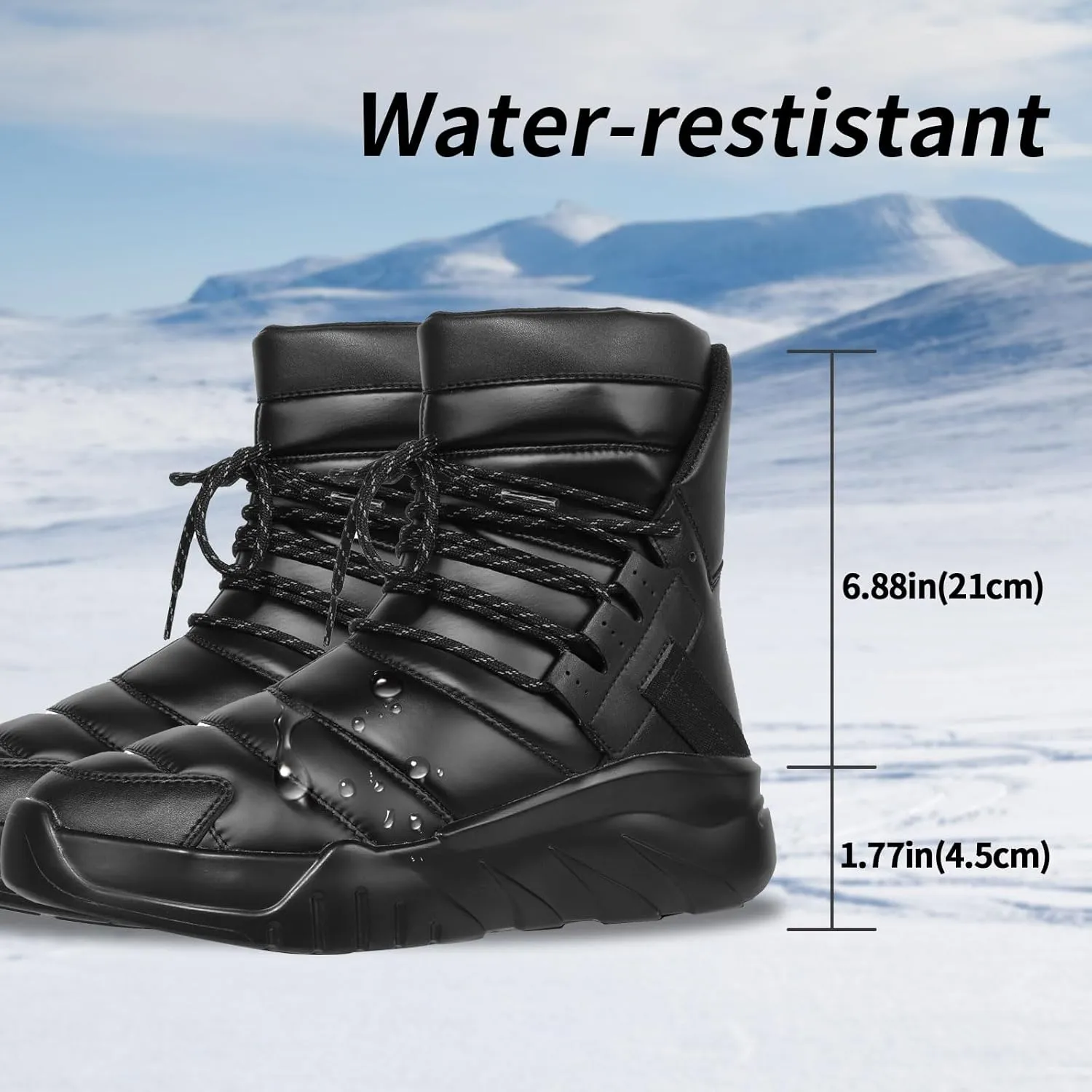 Soulsfeng Men's Women's Waterproof Snow Boots Winter Warm High Top Shoes Anti-Slip Ankle Booties