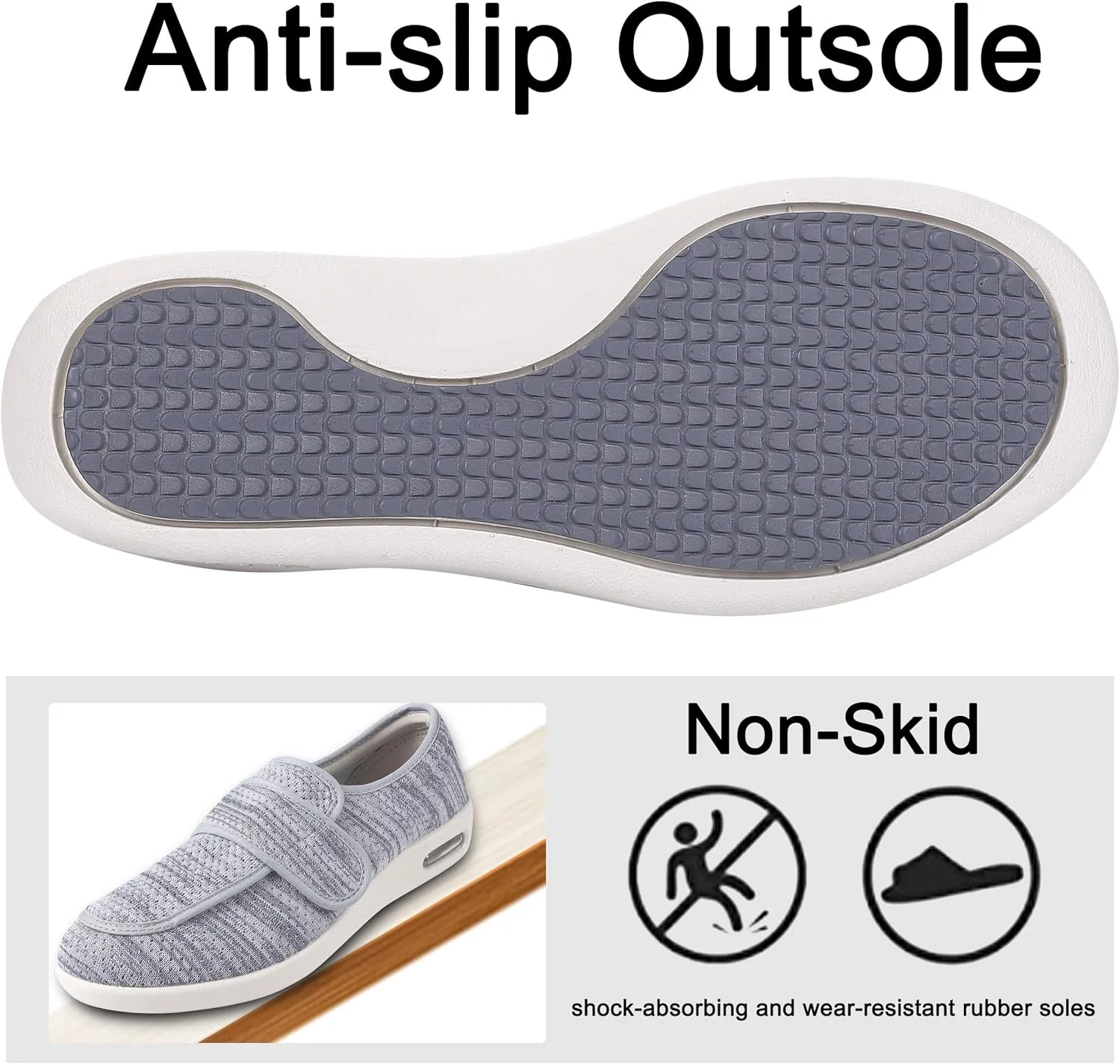 SPR&JOY Diabetic Shoes for Women, Women's Wide Width Elderly Shoes, Lightweight Breathable Adjustable Closure, Swollen Feet Walking Edema Sneakers