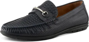 Spring Step Men's Deckard Leather Loafers – Classic Woven Slip-On Dress Shoes with Decorative Bit and Removable Cushioned Insole