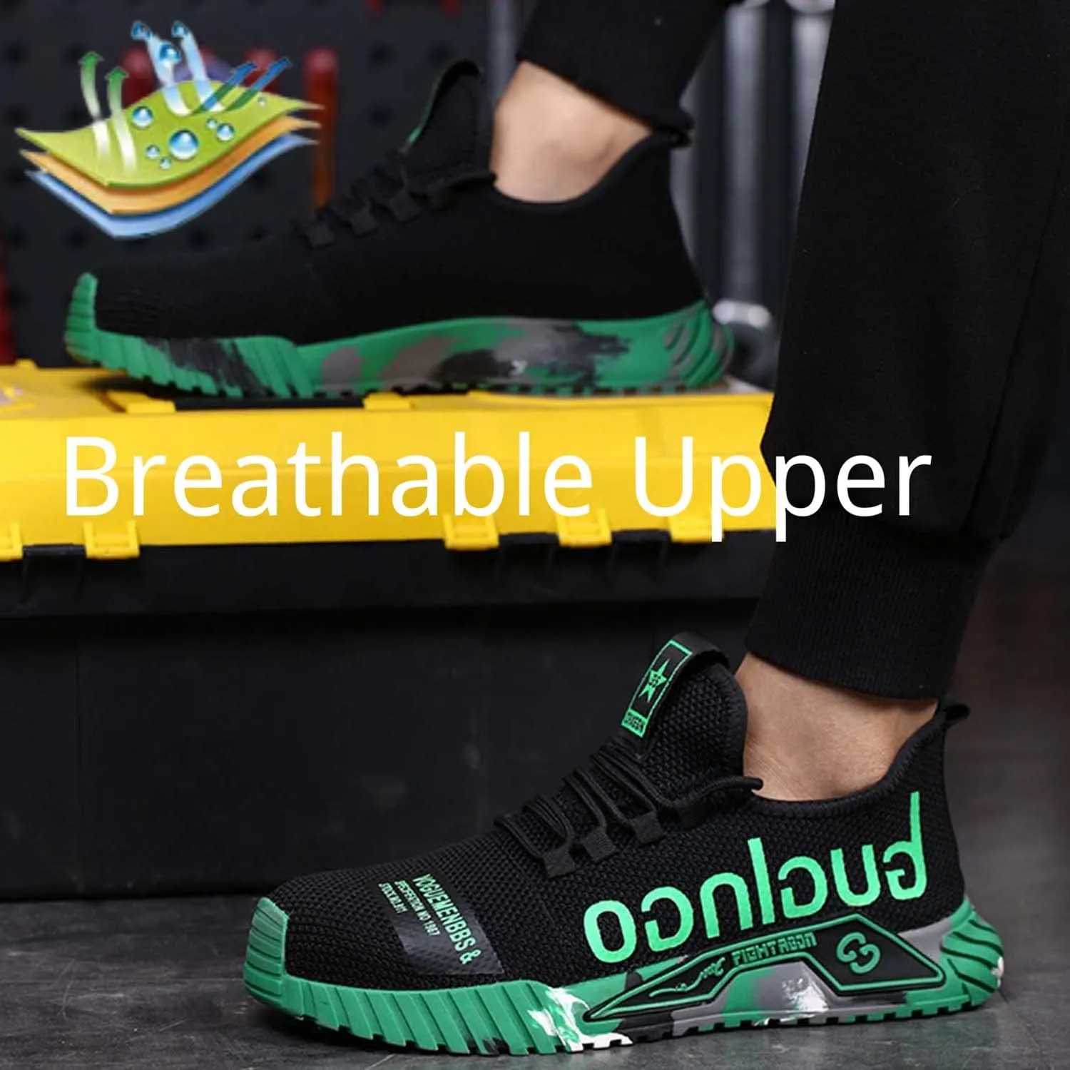 Steel Toe Shoes for Men Safety Sneakers Lightweight Work Shoes Women Breathable Slip Resistant Colorful Construction Sneakers