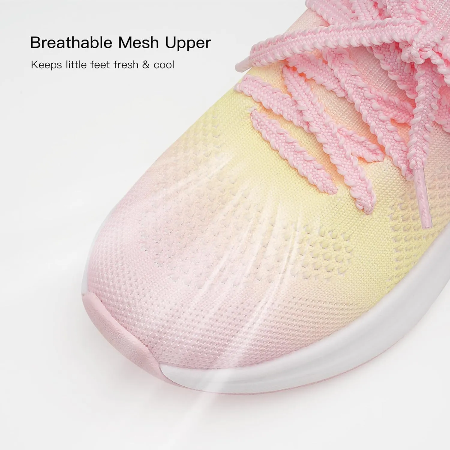 Stelle Girls Sneakers Kids Tennis Running Shoes Athletic Lace Up Non Slip Lightweight Breathable Sport Rainbow Shoes for Toddler/Little Kid/Big Kid
