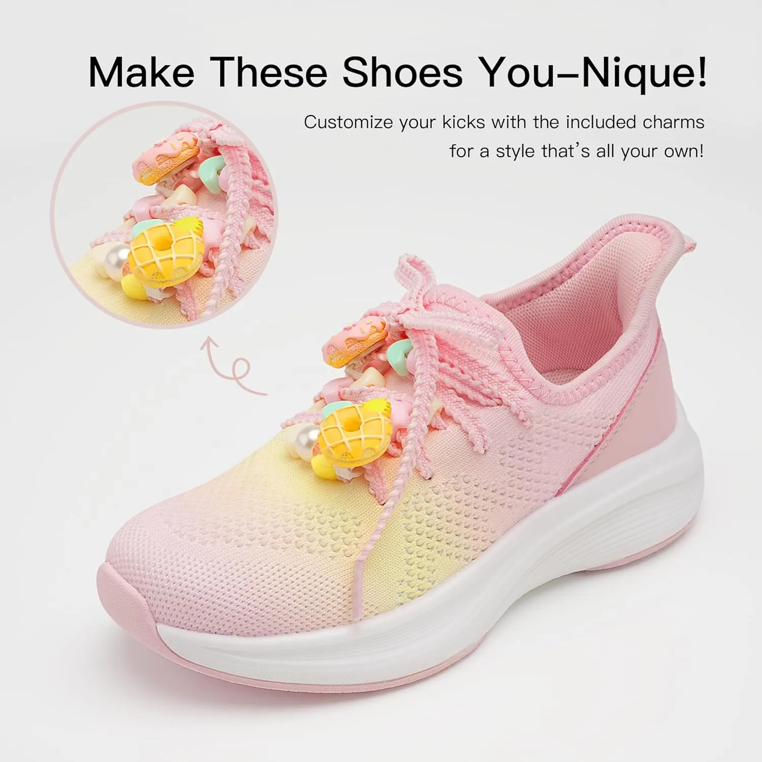 Stelle Girls Sneakers Kids Tennis Running Shoes Athletic Lace Up Non Slip Lightweight Breathable Sport Rainbow Shoes for Toddler/Little Kid/Big Kid