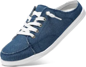 STQ Mules for Women Slip On Sneakers Backless Canvas Shoes Comfort Casual Tennis Shoes, Denim Blue Size US 8.5