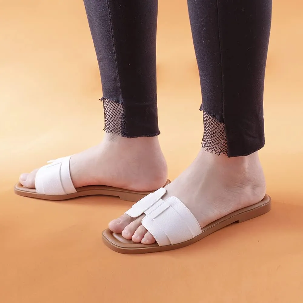 Stratuxx Kaze Womens Flat Sandals Flat Slide Sandals White,Black, Brown,Metallic Flat Sandals Leopard