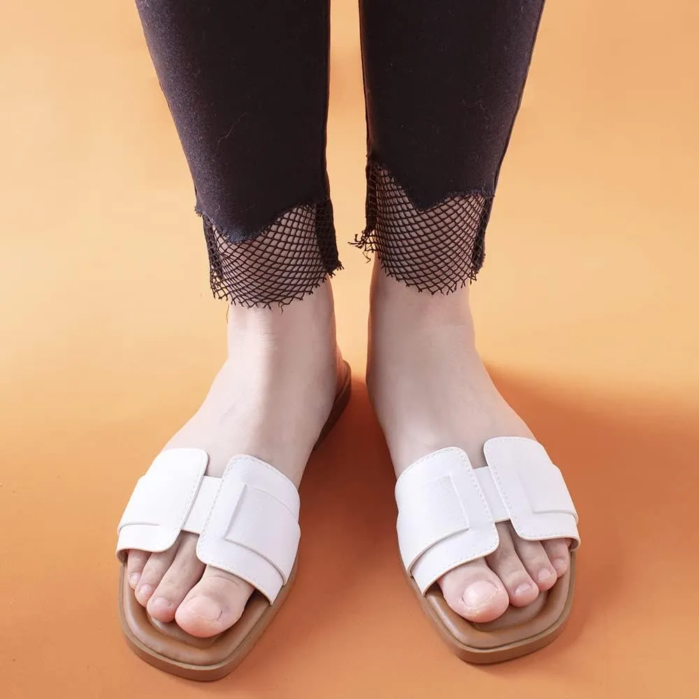 Stratuxx Kaze Womens Flat Sandals Flat Slide Sandals White,Black, Brown,Metallic Flat Sandals Leopard