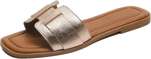 Stratuxx Kaze Womens Flat Sandals Flat Slide Sandals White,Black, Brown,Metallic Flat Sandals Leopard