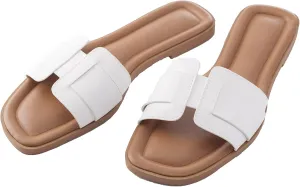 Stratuxx Kaze Womens Flat Sandals Flat Slide Sandals White,Black, Brown,Metallic Flat Sandals Leopard