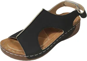 SuanlaTDS Orthopedic Wedge Sandals for Women 2025 Dressy Summer Platform Comfortable Aech Support Open Toe Boho Outdoor Walking Shoes Beach Casual Hook Loop Ankle Strap Low Heels Sandals