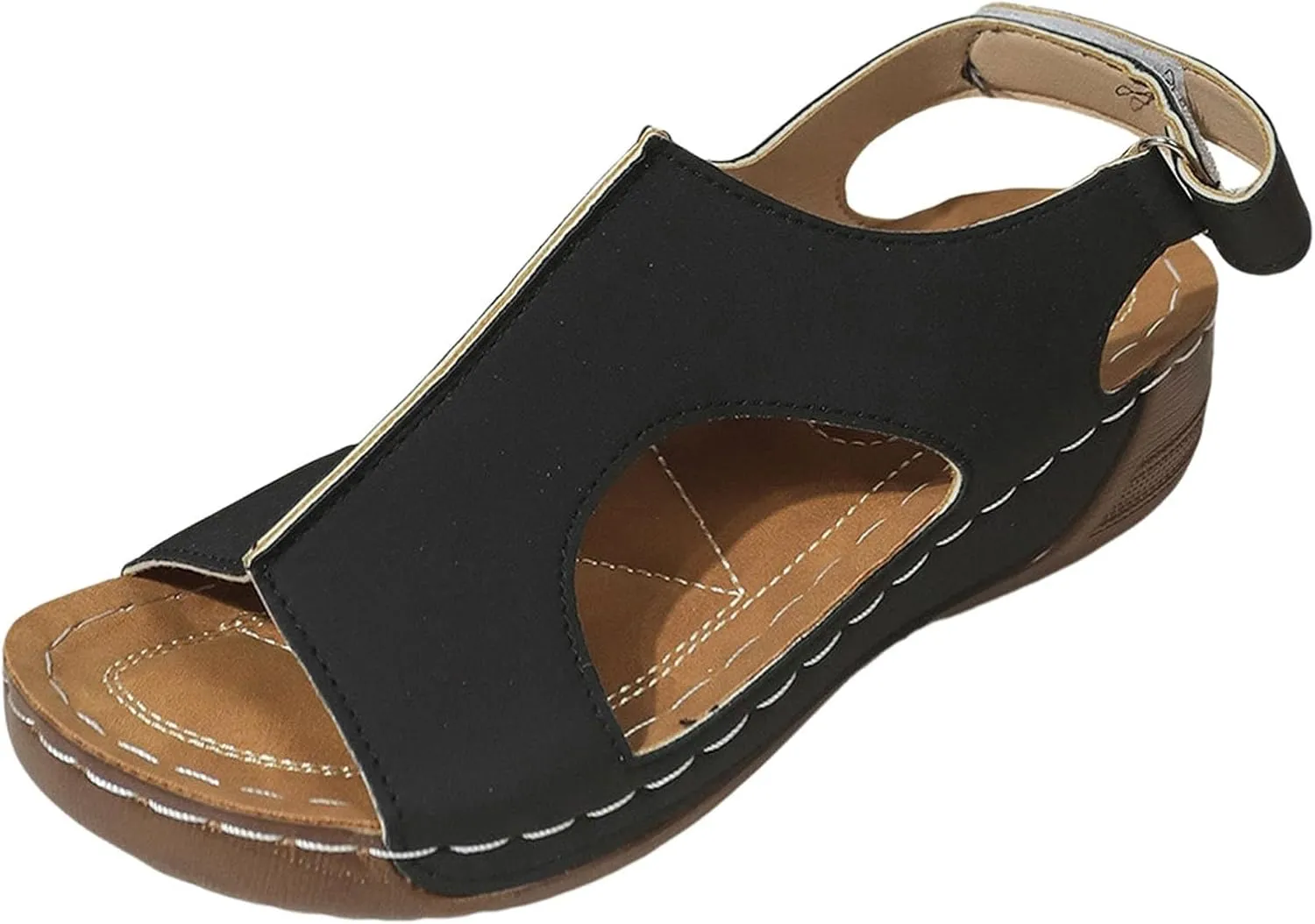 SuanlaTDS Orthopedic Wedge Sandals for Women 2025 Dressy Summer Platform Comfortable Aech Support Open Toe Boho Outdoor Walking Shoes Beach Casual Hook Loop Ankle Strap Low Heels Sandals