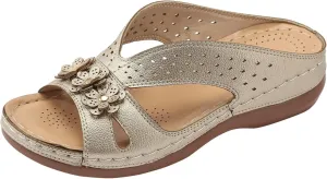 SuanlaTDS Orthopedic Wedge Sandals for Women Summer Dressy Comfortable Platform Open Toe Slip On Slides with Arch Support Wedges Low Heels Bohemian Beach Outdoor Walking Shoes