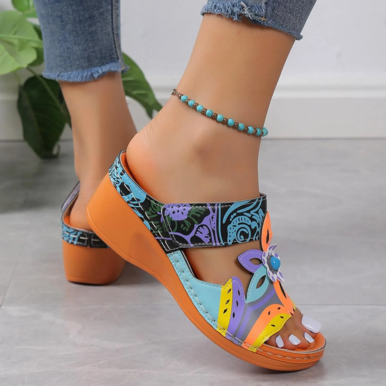 SuanlaTDS Summer Sandals for Women Wedge Platform 2025 Comfortable Wide Width Open Toe Slip-on High Heels Dressy Daily Wear Outdoor Beach Holiday Wedges Slides Sandal Slippers