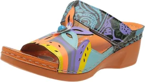 SuanlaTDS Summer Sandals for Women Wedge Platform 2025 Comfortable Wide Width Open Toe Slip-on High Heels Dressy Daily Wear Outdoor Beach Holiday Wedges Slides Sandal Slippers