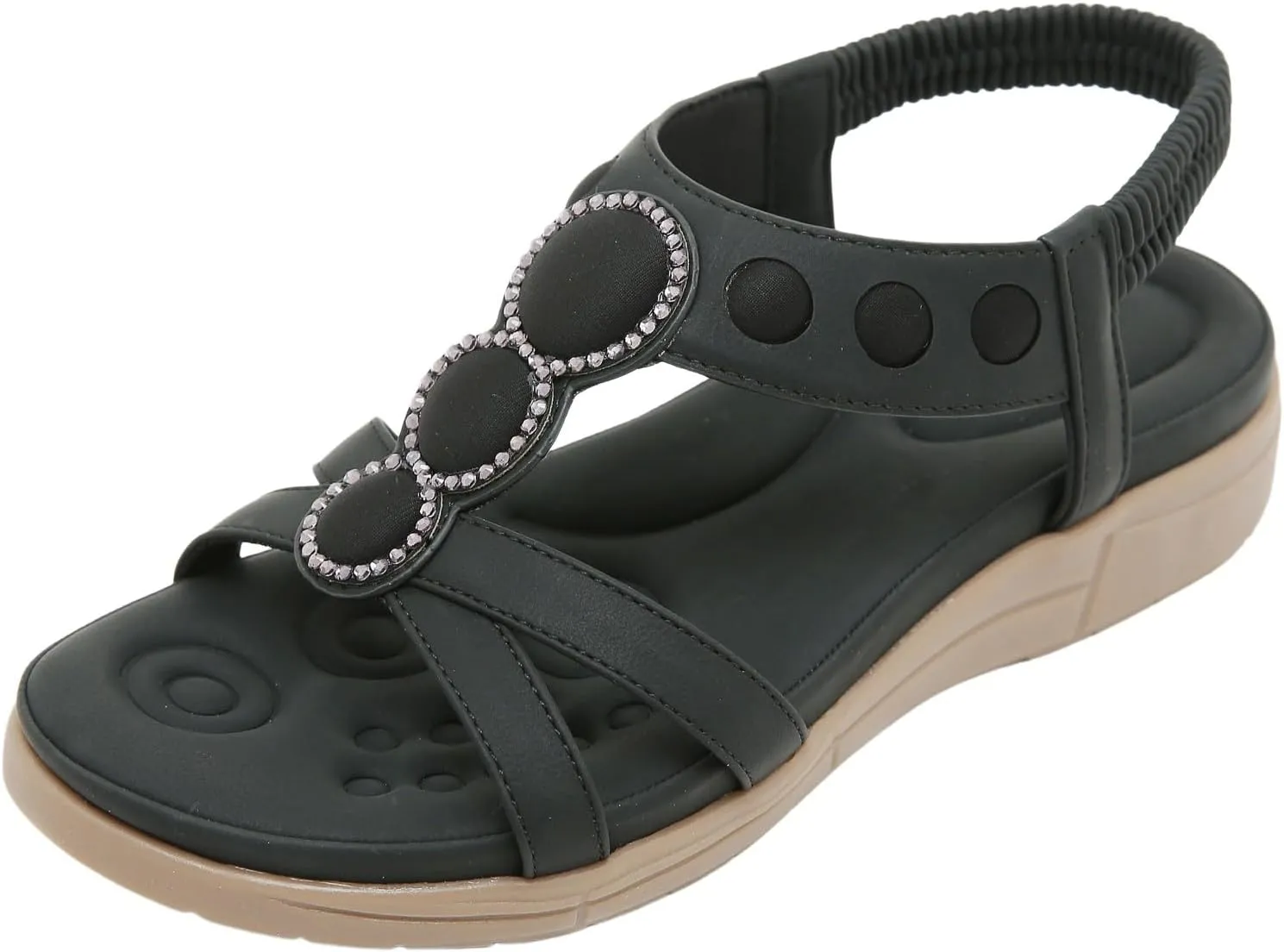 SuanlaTDS Wedge Sandals for Women Comfortable Arch Support Platform Low Heels Sandal Summer Beach Wedges Open Toe Elastic Ankle Strap Slip On Slides Sandals Flat Outdoor Walking Shoes