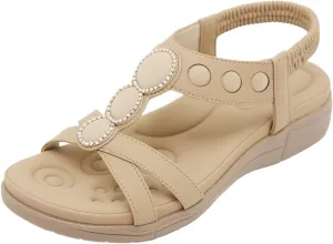 SuanlaTDS Wedge Sandals for Women Comfortable Arch Support Platform Low Heels Sandal Summer Beach Wedges Open Toe Elastic Ankle Strap Slip On Slides Sandals Flat Outdoor Walking Shoes