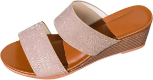 SuanlaTDS Wedge Sandals for Women Dressy 2025 Comfortable Open Toe Beach Walking Shoes Party Summer Slip-on Platform Slides Outdoor High Heels Wedges Sandal Slippers Mules