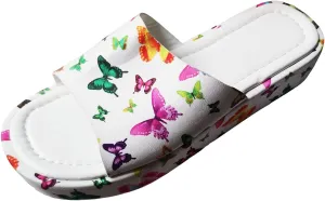 SuanlaTDS Women's Platform Slides Sandals Comfortable Footbed Open Toe Slip On Low Wedges Heels Summer Beach Shoes Casual Dressy Flatform Slippers Heeled Slide Sandal Waking Shoes