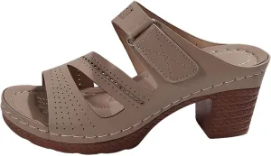 SuanlaTDS Women's Platform Wedge Sandals Comfortable Cutout Open Toe Slip On Slides Sandal with Arch Support Low Chunky Block Heels Outdoor Wedding Party Dance Pumps Wedges Sandals