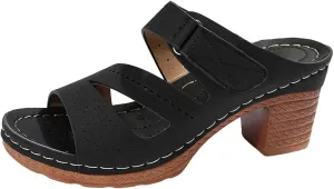 SuanlaTDS Women's Platform Wedge Sandals Comfortable Cutout Open Toe Slip On Slides Sandal with Arch Support Low Chunky Block Heels Outdoor Wedding Party Dance Pumps Wedges Sandals