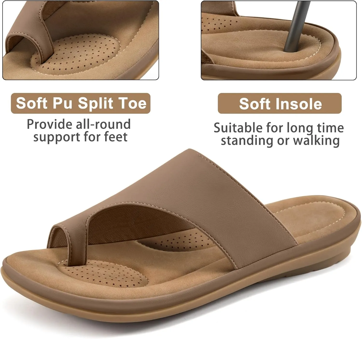 Summer Flat Sandals for Women: Comfortable Walking Dressy Slides for 2025 - Ladies Orthopedic Casual Shoes Indoor Outdoor