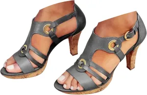 Summer Sandals for Women 2025 Women's Gladiator Sandal Strappy Hollow Out Stiletto Heels Open Toe Ankle Strap Dressy Pumps Heeled Bohemian Party Shoes