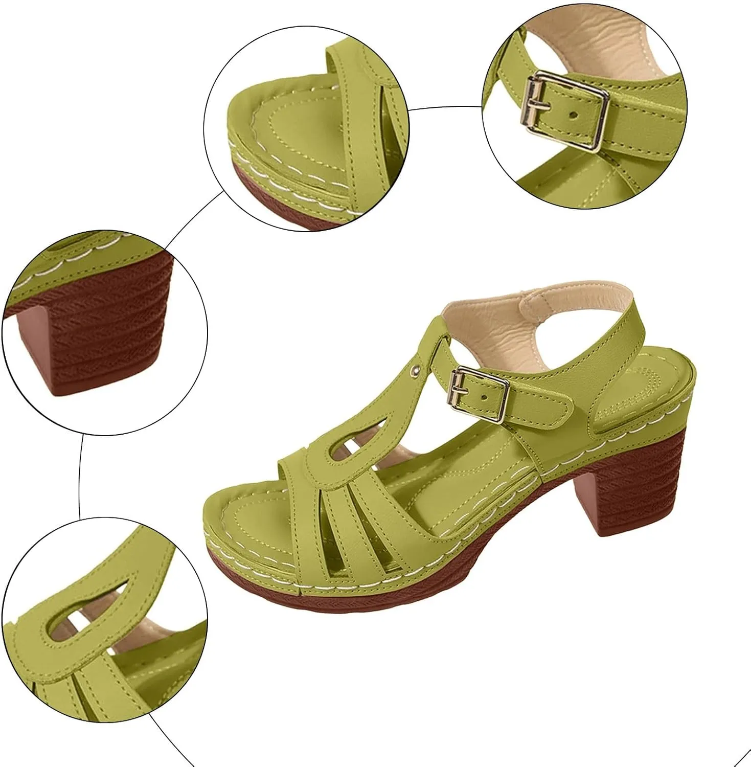 Summer Wedge Sandals for Women Dressy Arch Support Comfortable Beach Walking Shoes Buckle Ankle Strap Sandals Open Toe Platform Sandals Casual Outdoor Shoes for Women Dressy