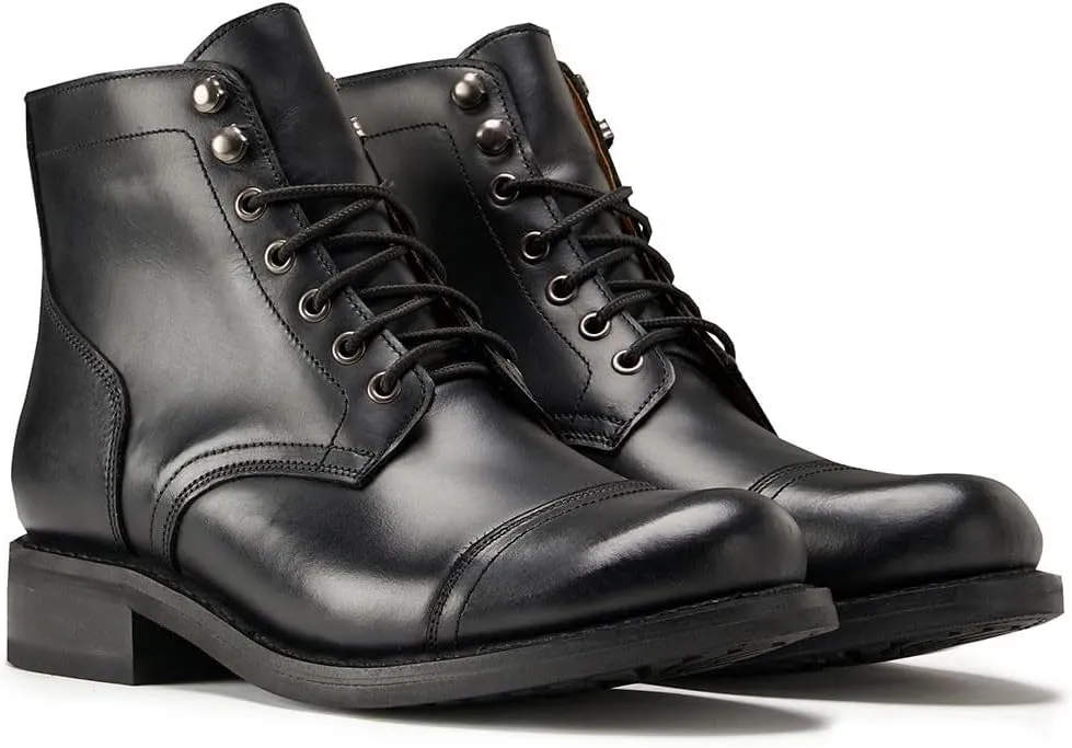 SUREWAY 6 Inch Men's Lace-up Ankle Boot - Cap Toe, Captain Genuine Leather Lace up Chukka Boots for Men,Classic Comfort Oxford Style Footwear