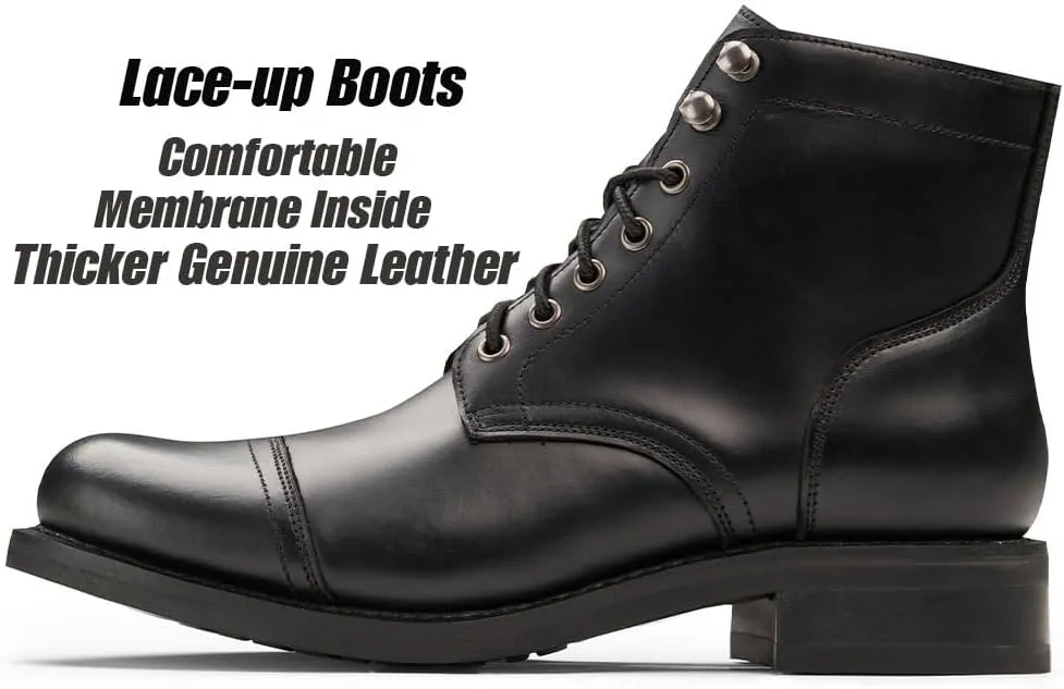 SUREWAY 6 Inch Men's Lace-up Ankle Boot - Cap Toe, Captain Genuine Leather Lace up Chukka Boots for Men,Classic Comfort Oxford Style Footwear