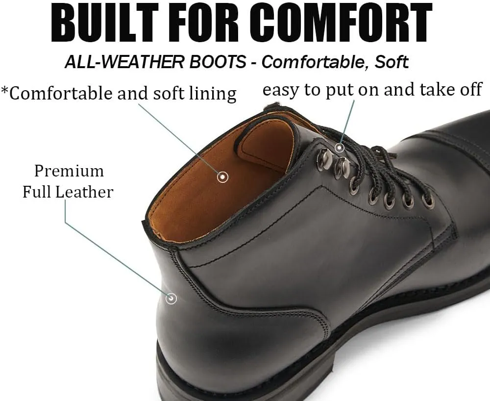 SUREWAY 6 Inch Men's Lace-up Ankle Boot - Cap Toe, Captain Genuine Leather Lace up Chukka Boots for Men,Classic Comfort Oxford Style Footwear