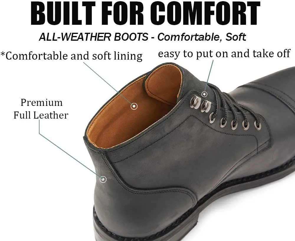 SUREWAY 6" Men's Lace-up Ankle Boots - Cap Toe, Captain Genuine Leather Lace up Chukka Boots for Men,Classic Comfort Oxford Style Footwear
