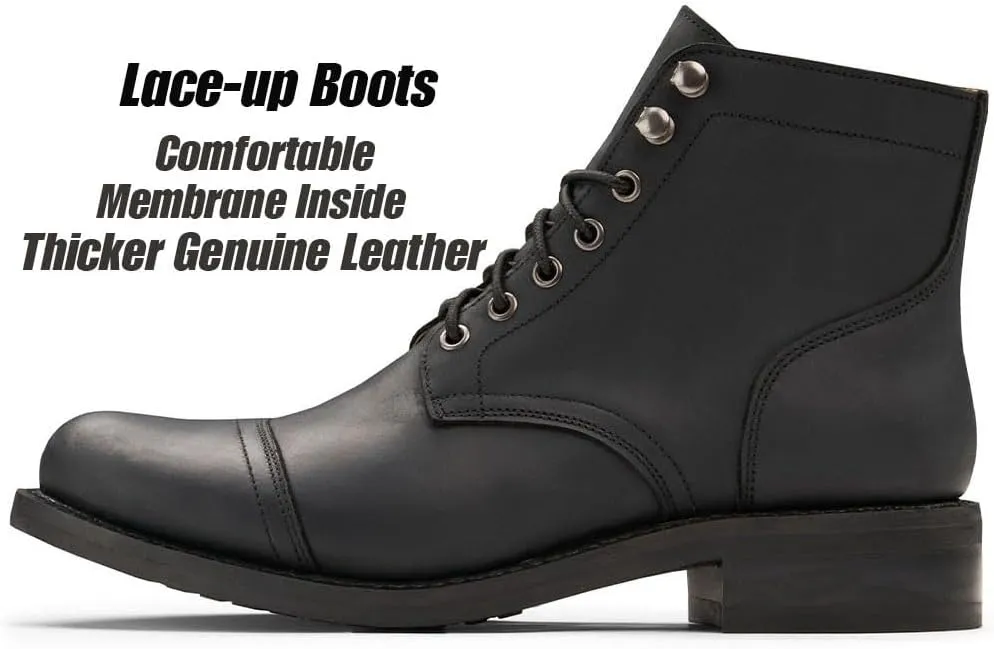 SUREWAY 6" Men's Lace-up Ankle Boots - Cap Toe, Captain Genuine Leather Lace up Chukka Boots for Men,Classic Comfort Oxford Style Footwear