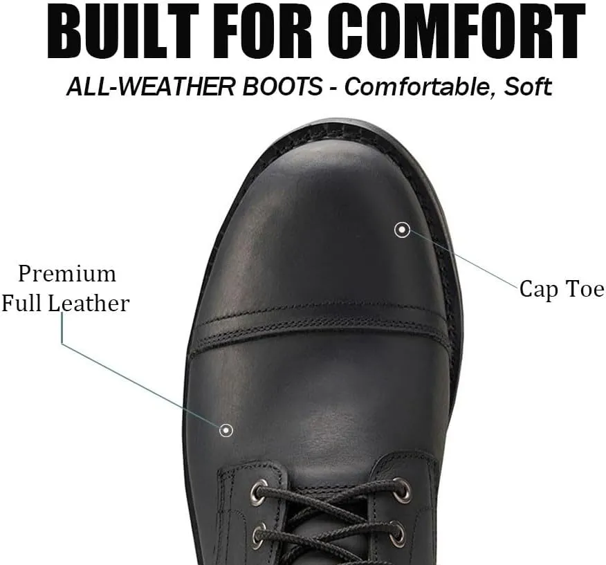 SUREWAY 6" Men's Lace-up Ankle Boots - Cap Toe, Captain Genuine Leather Lace up Chukka Boots for Men,Classic Comfort Oxford Style Footwear