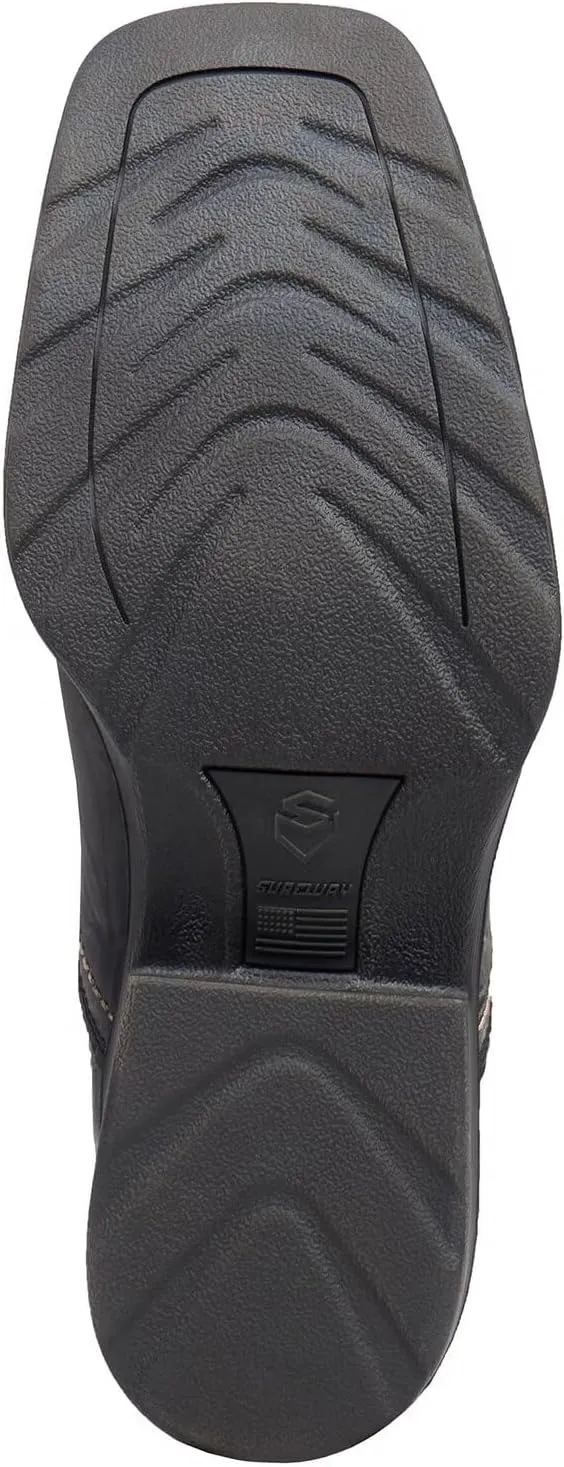 SUREWAY Cowboy Boots for Men - Square Toe Mens Western Slip on Boots, Slip Resistant Country Boots, Durable Comfortable, Old West Style Casual/Work/Dress Shoes