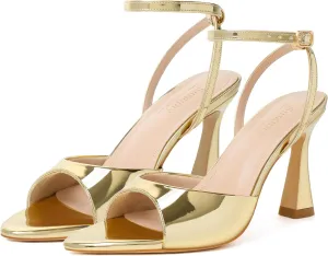 Susanny High Heels for Women Pointed Open Toe Strappy Chunky Block Heels Ankle Strap Stiletto Kitten Heeled Sandals Wedding Bridal Party Prom Sexy Dress Shoes