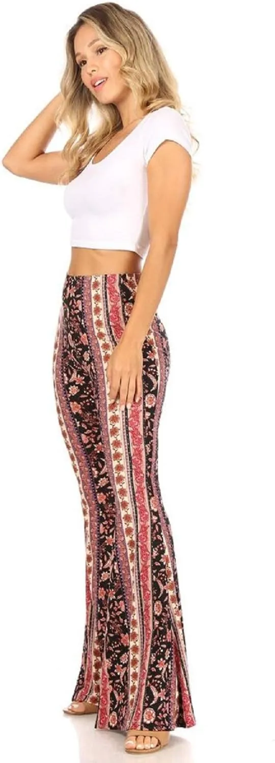 SWEETKIE Boho Flare Pants, Elastic Waist, Wide Leg Pants for Women, Solid & Printed, Stretchy and Soft