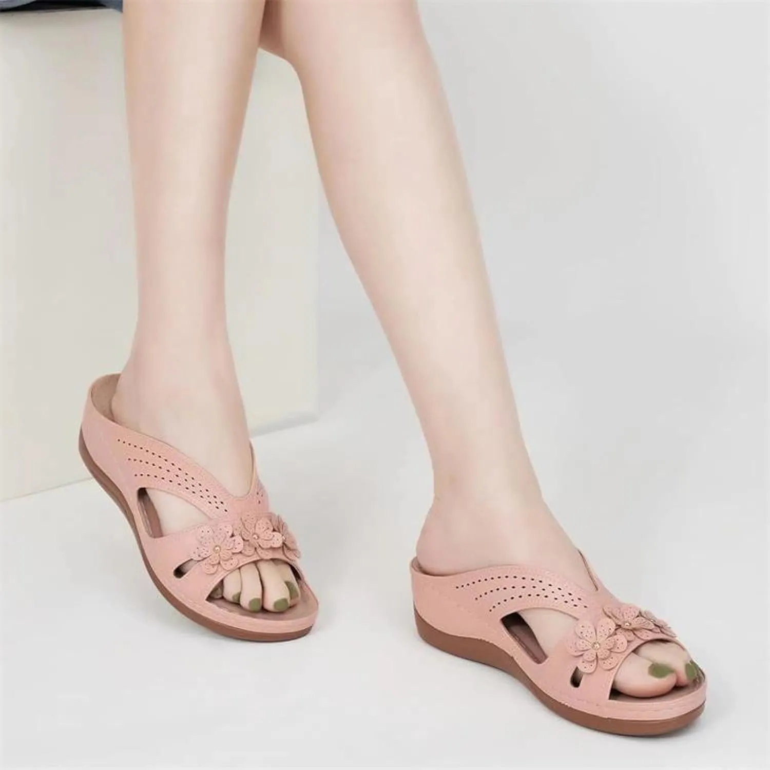 Temperament Wedge Sandals for Women Lightweight Memory Foam Sandals Arch Support Walking Sandal Slippers for Women